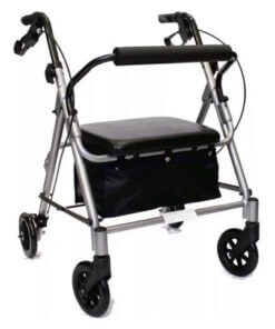 Andador 4 rodas com assento e porta objeto