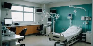 Modern hospital room with rental medical equipment in Rio's Zona Sul.