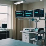 Modern hospital room in Barra da Tijuca with rented medical equipment like bed, monitors, and IV stands, highlighting rental advantages.