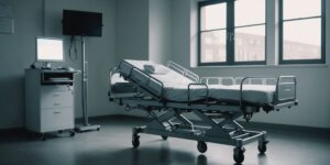 Hospital bed suitable for all floor types