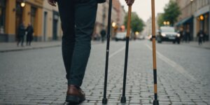 Cane and crutch side by side for comparison