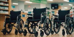 Medfort wheelchair rental store with various wheelchairs on display, highlighting accessibility and convenience for customers.