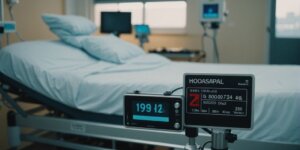 Hospital bed with daily rental cost tag