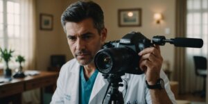 Paciente com esclerose múltipla utilizando equipamento médico