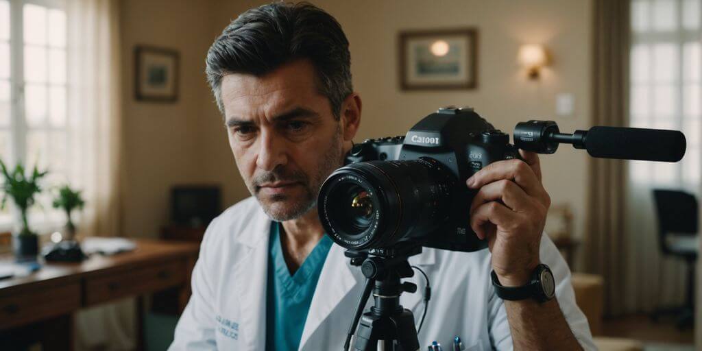 Paciente com esclerose múltipla utilizando equipamento médico