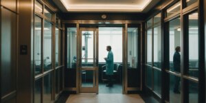 Elevador de pacientes em uso em casa para cuidados domiciliares.