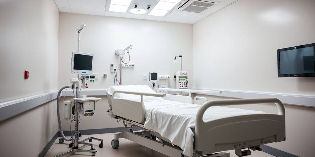 Cama hospitalar moderna com sistema de aquecimento