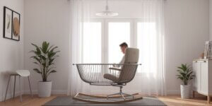 Cadeira de rodas ajustável em ambiente acolhedor.