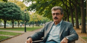 Pessoa em cadeira de rodas aproveitando o parque