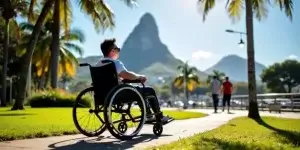 Pessoa em cadeira de rodas no parque