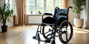 Cadeira de rodas moderna com apoio de panturrilha