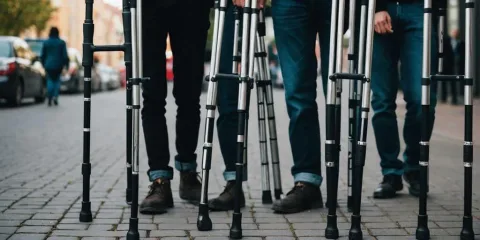 Diferentes tamanhos de muletas para alugar na Medfort