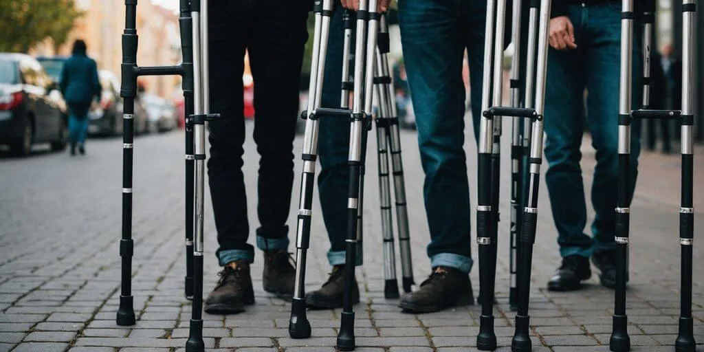 Diferentes tamanhos de muletas para alugar na Medfort